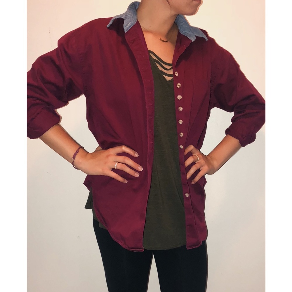 VINTAGE BURGUNDY BUTTON DOWN